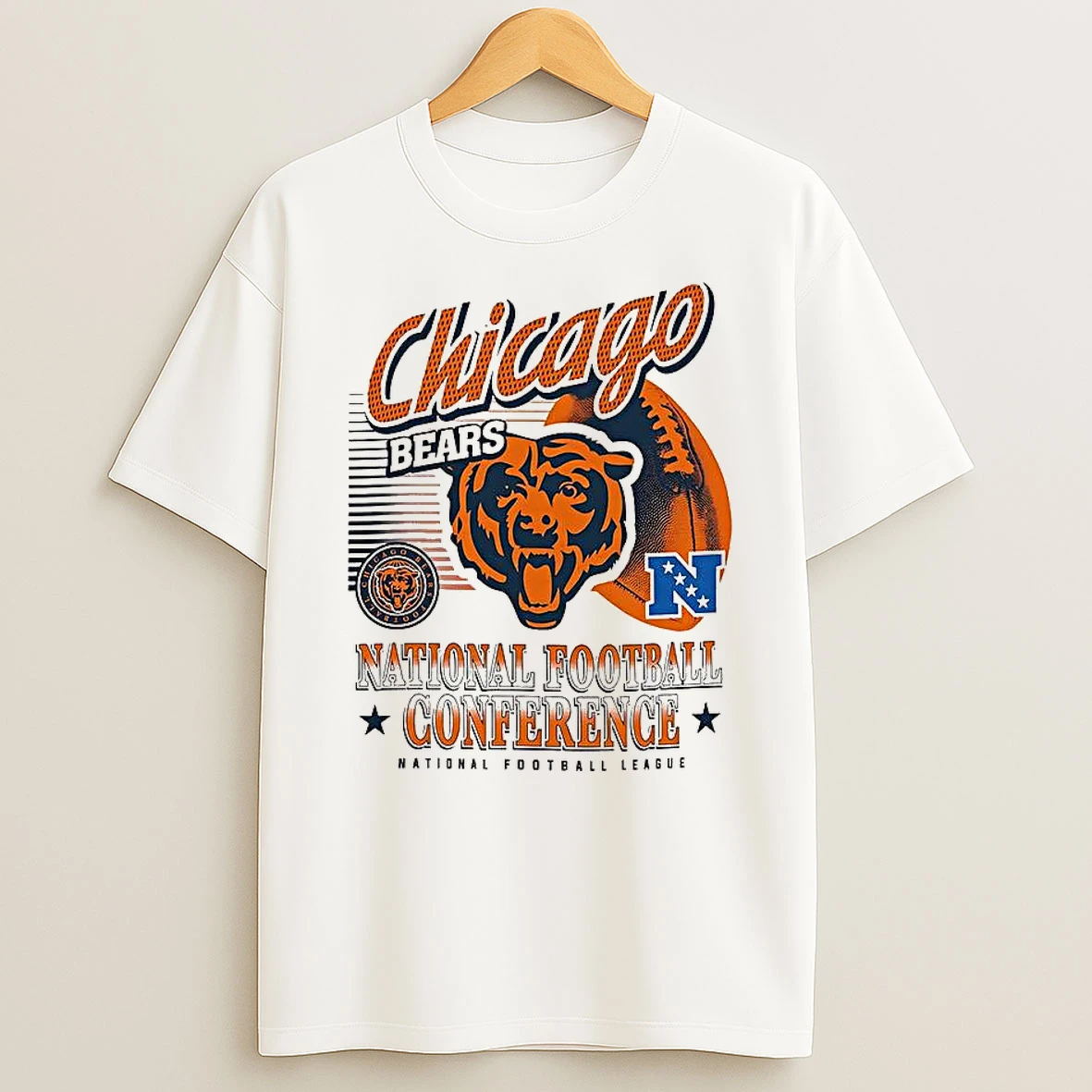 Chicago Bears Nfl American Football Conference Logo Ball Retro T Shirt