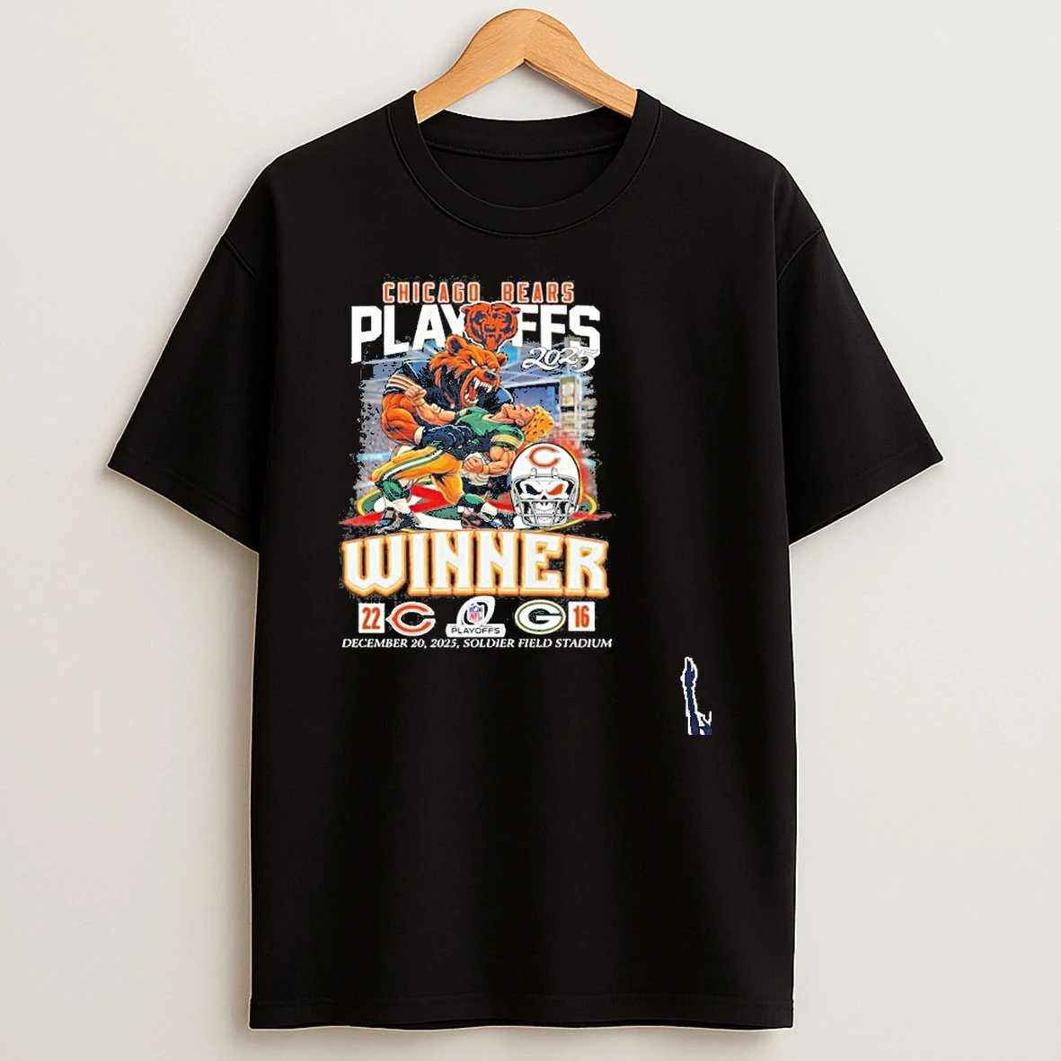 Chicago Bears Playoffs 2025 Mascot Winner December 20 2025 Soldier Field Stadium T Shirt
