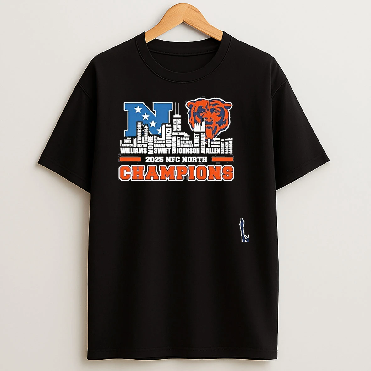 Chicago Bears Skyline Typo Team 2025 Nfc North Division Champions T Shirt