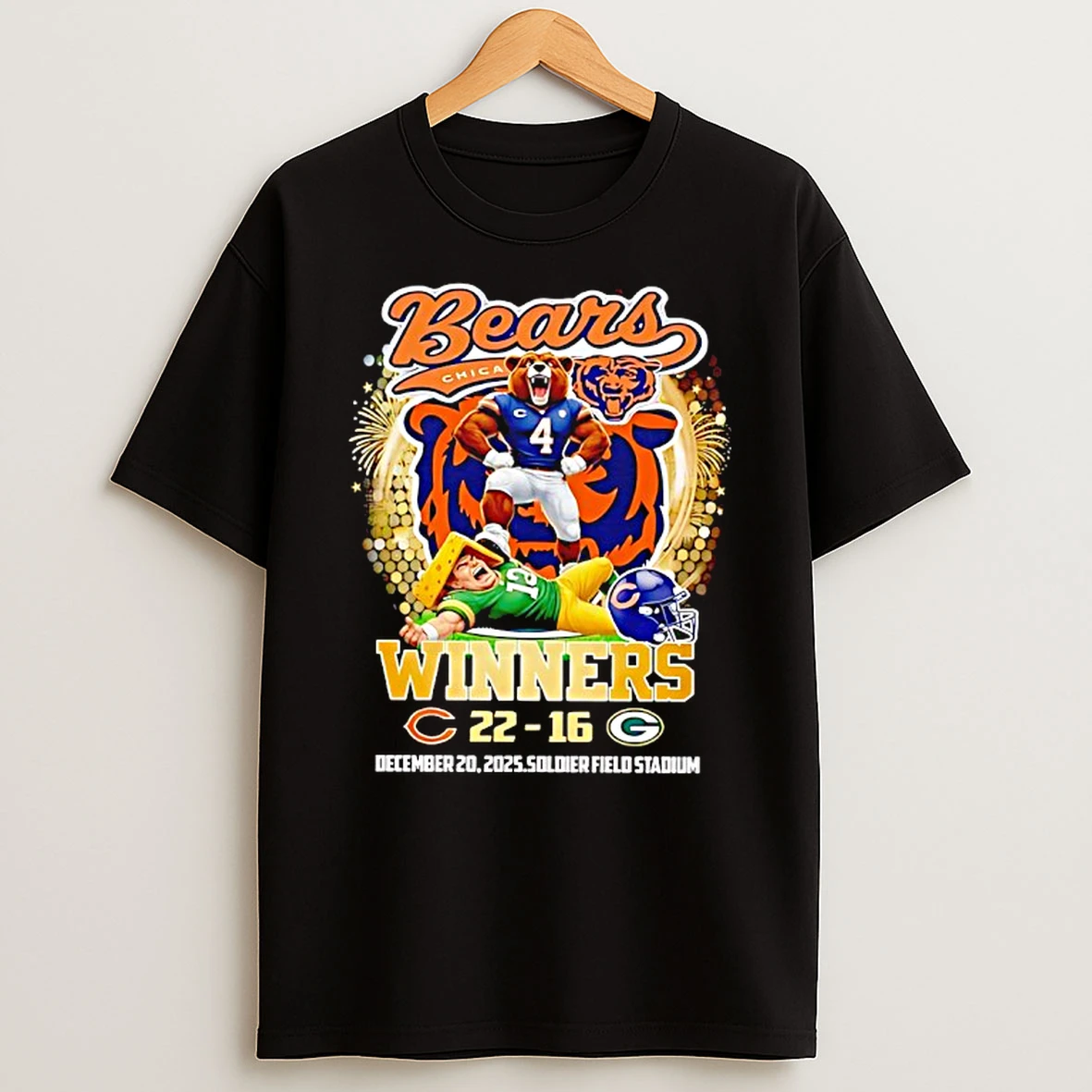 Chicago Bears Winners 22 16 Score Green Bay Packers 2025 Nfl T Shirt