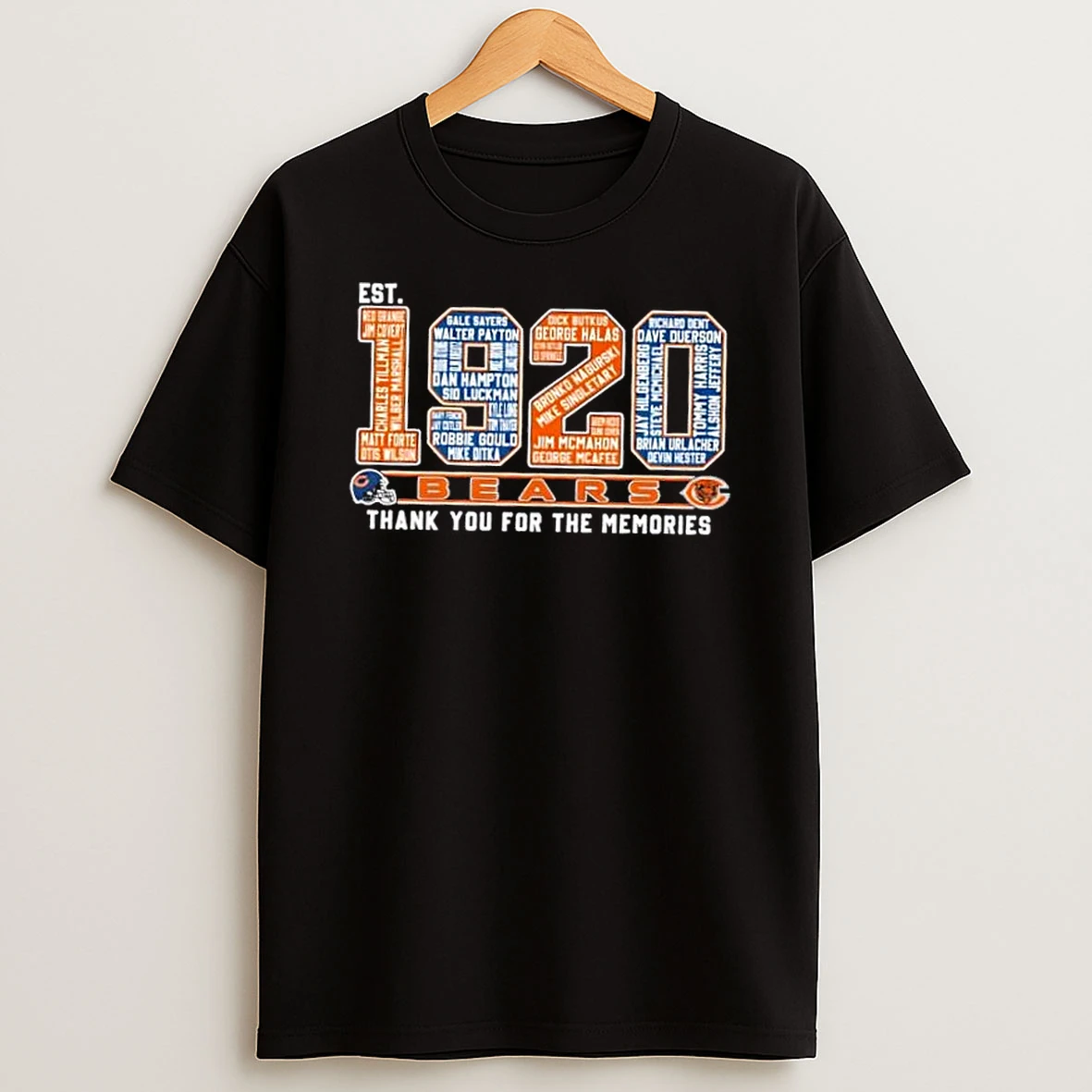 Chicago Bears Est 1920 All Names Thank You For The Memories T Shirt