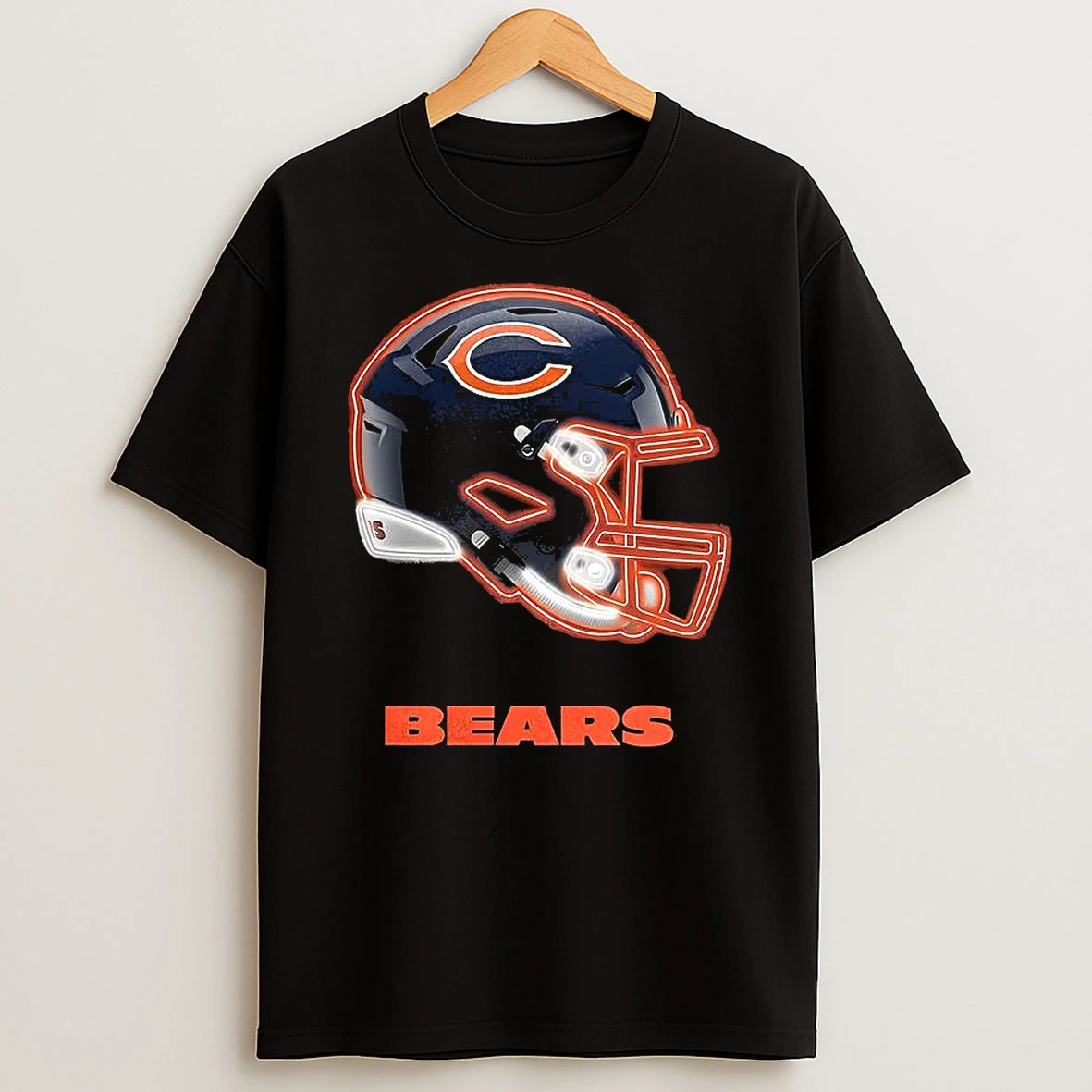 Chicago Bears Football Helmet Neon T Shirt