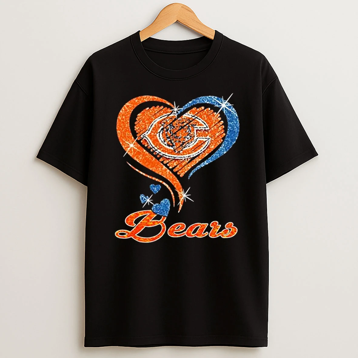 Chicago Bears Football In Glitter Heart Fans T Shirt