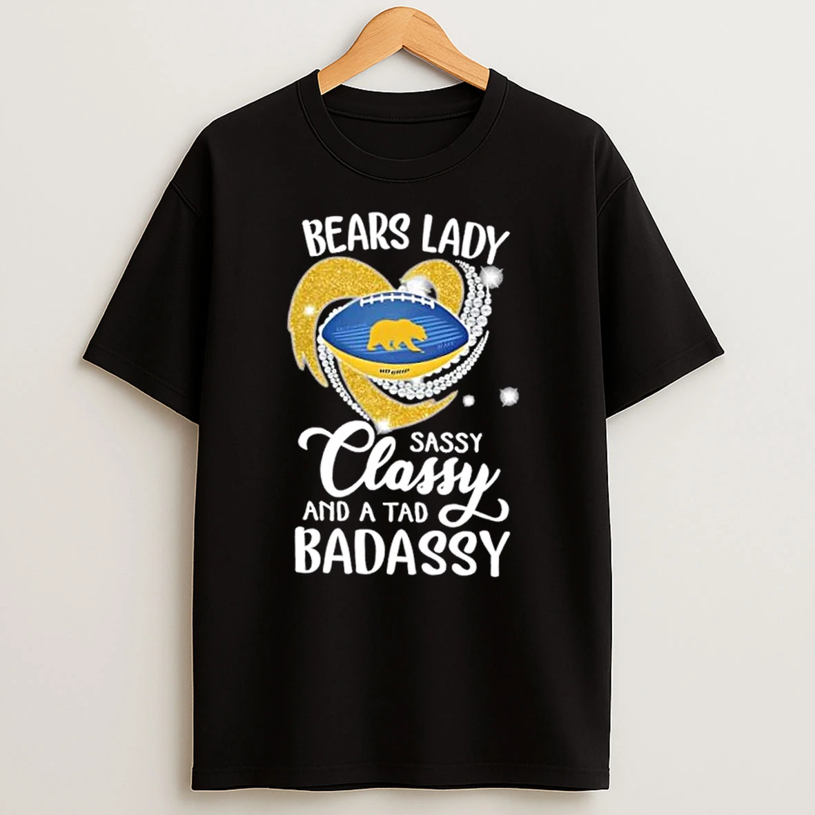 Chicago Bears Lady Sassy Classy And A Tad Badassy Diamond Heart T Shirt