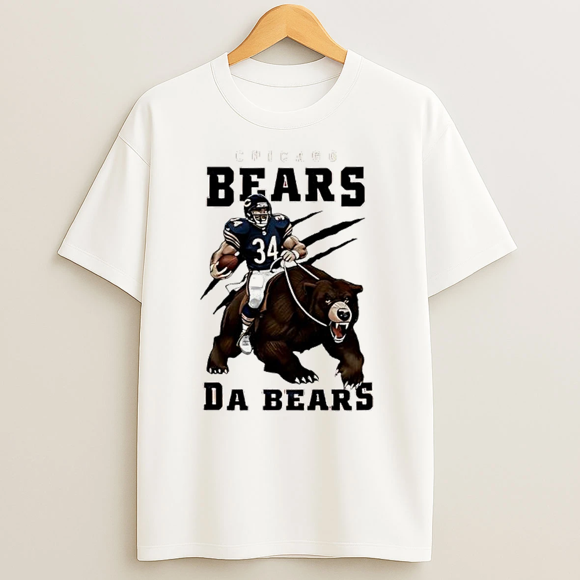 Chicago Bears Player Riding A Bear Graphic T Shirt