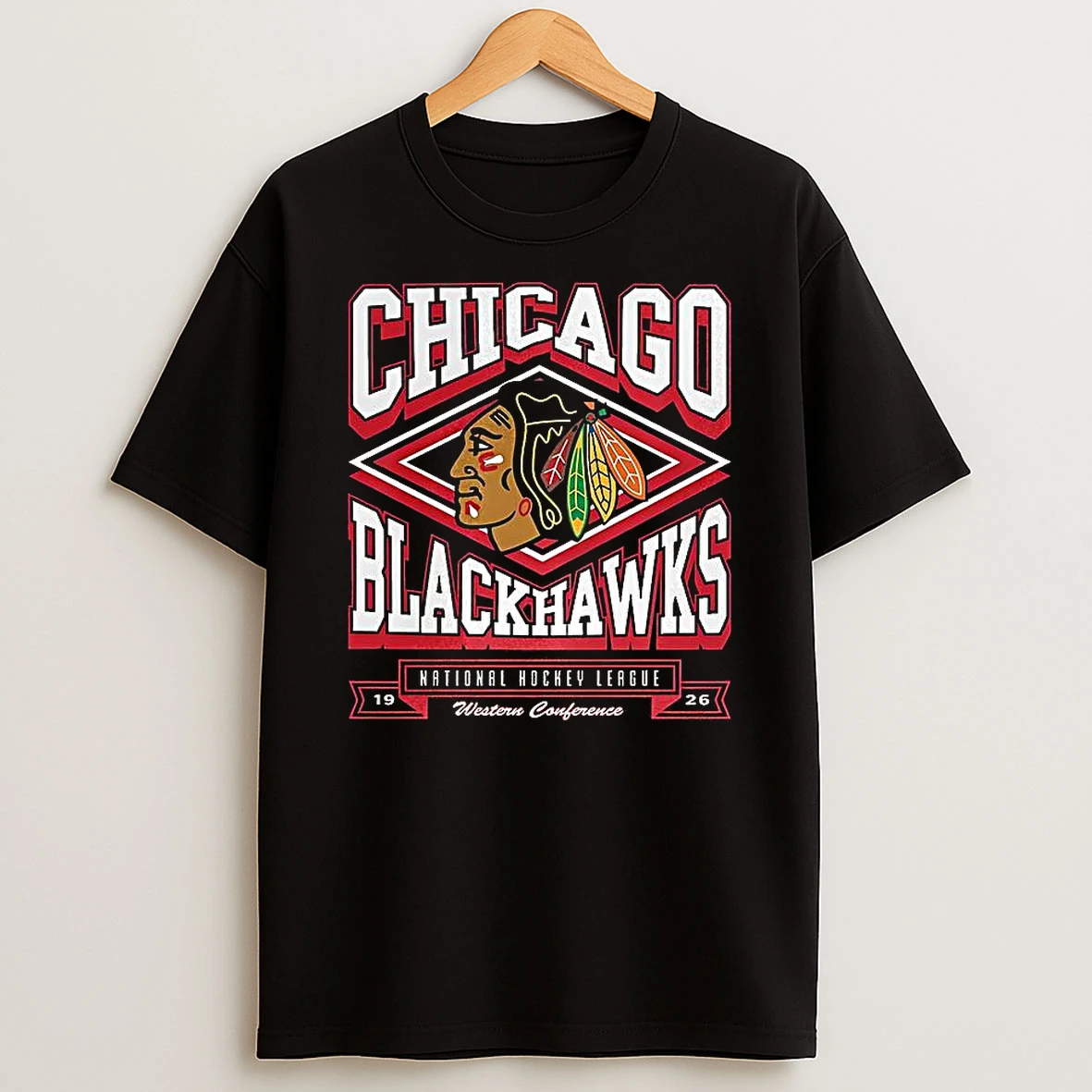 Chicago Blackhawks Nhl Western Conference 1926 Diamond Logo Vintage T Shirt