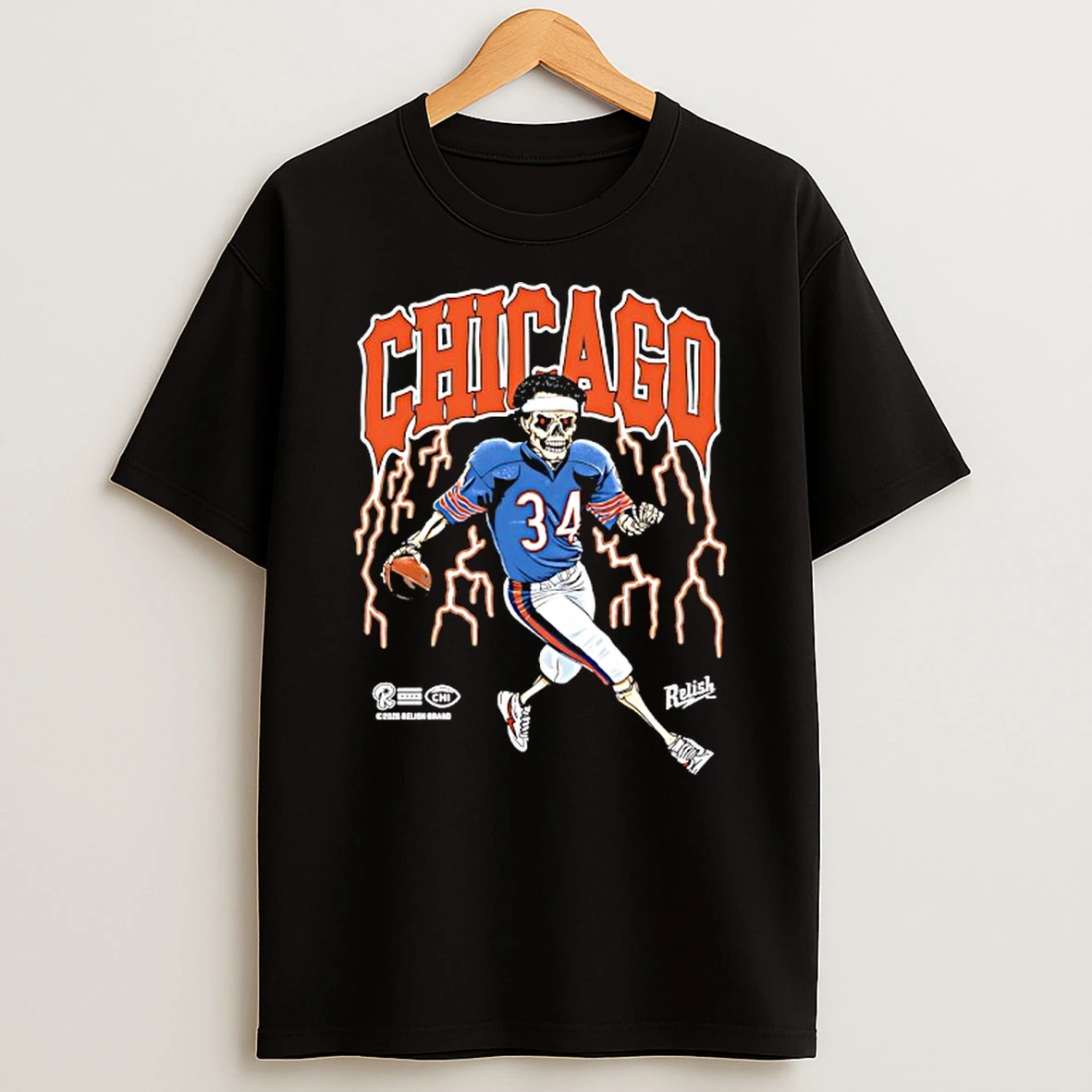 Chicago Legacy Football Skeleton Player 34 T Shirt