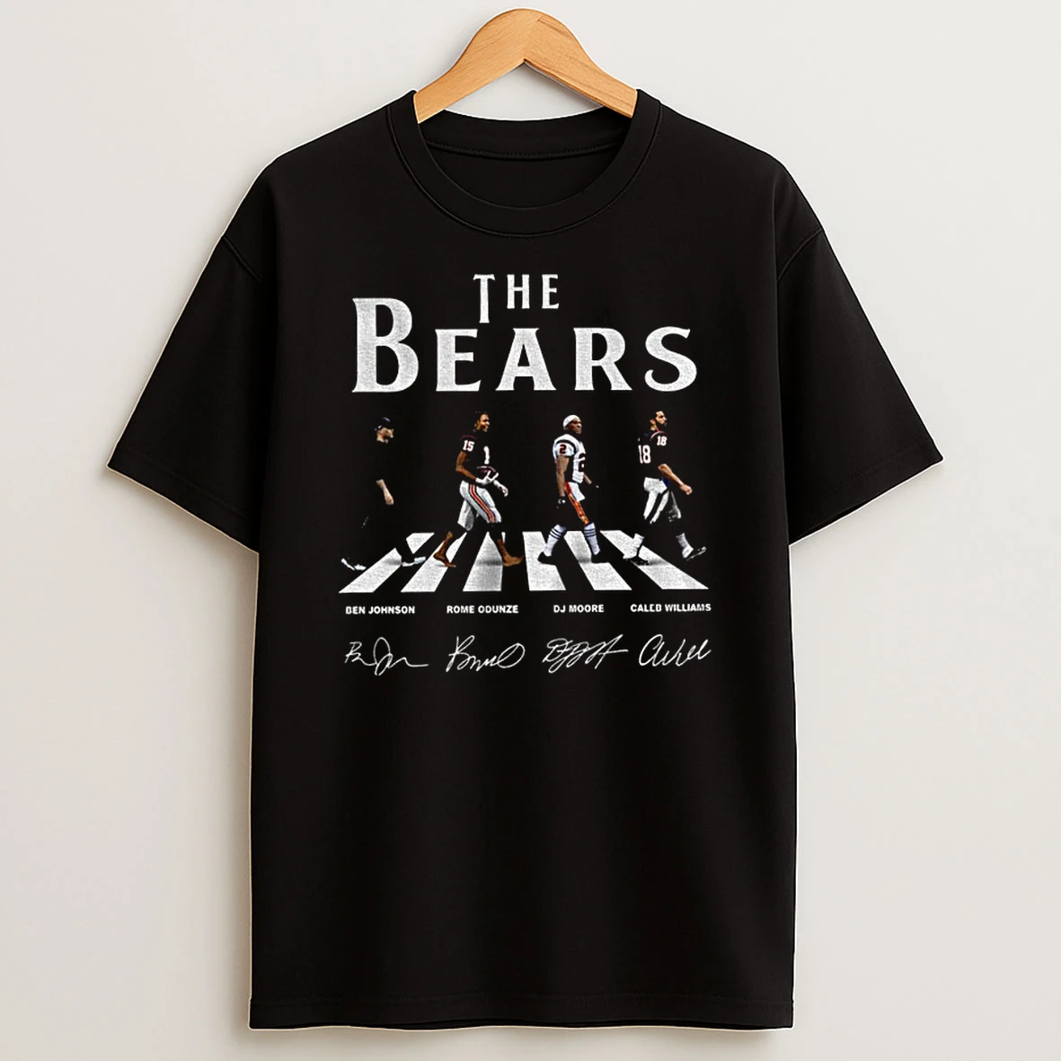 Chicago The Bears Abbey Road Signatures Football Ben Johnson Caleb Williams T Shirt