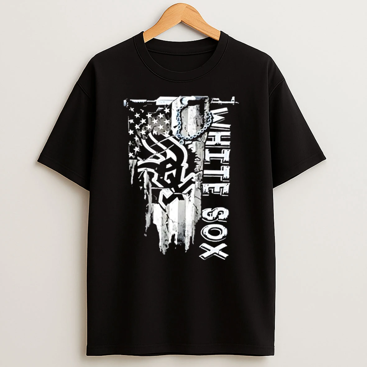 Chicago White Sox Baseball Battle Shattered Usa Flag Rip Design T Shirt