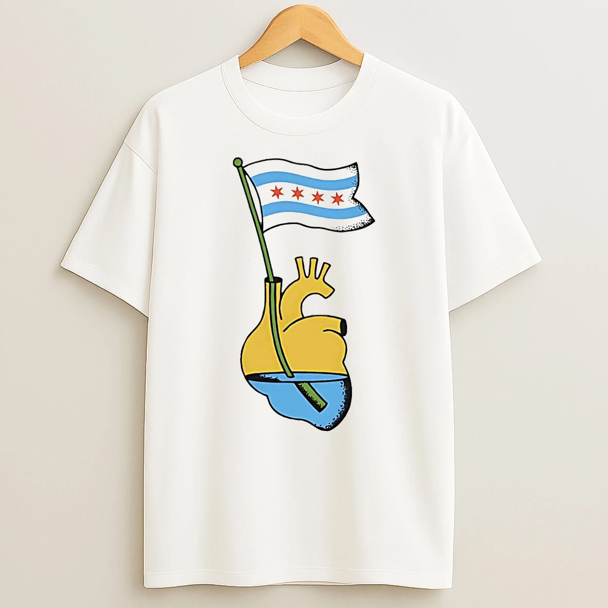 Chicago Waving Heart T Shirt