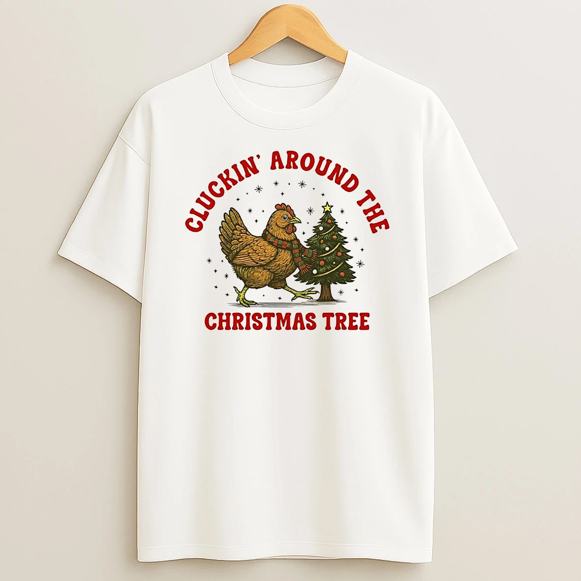 Chicken Cluckin Around The Christmas Tree T Shirt
