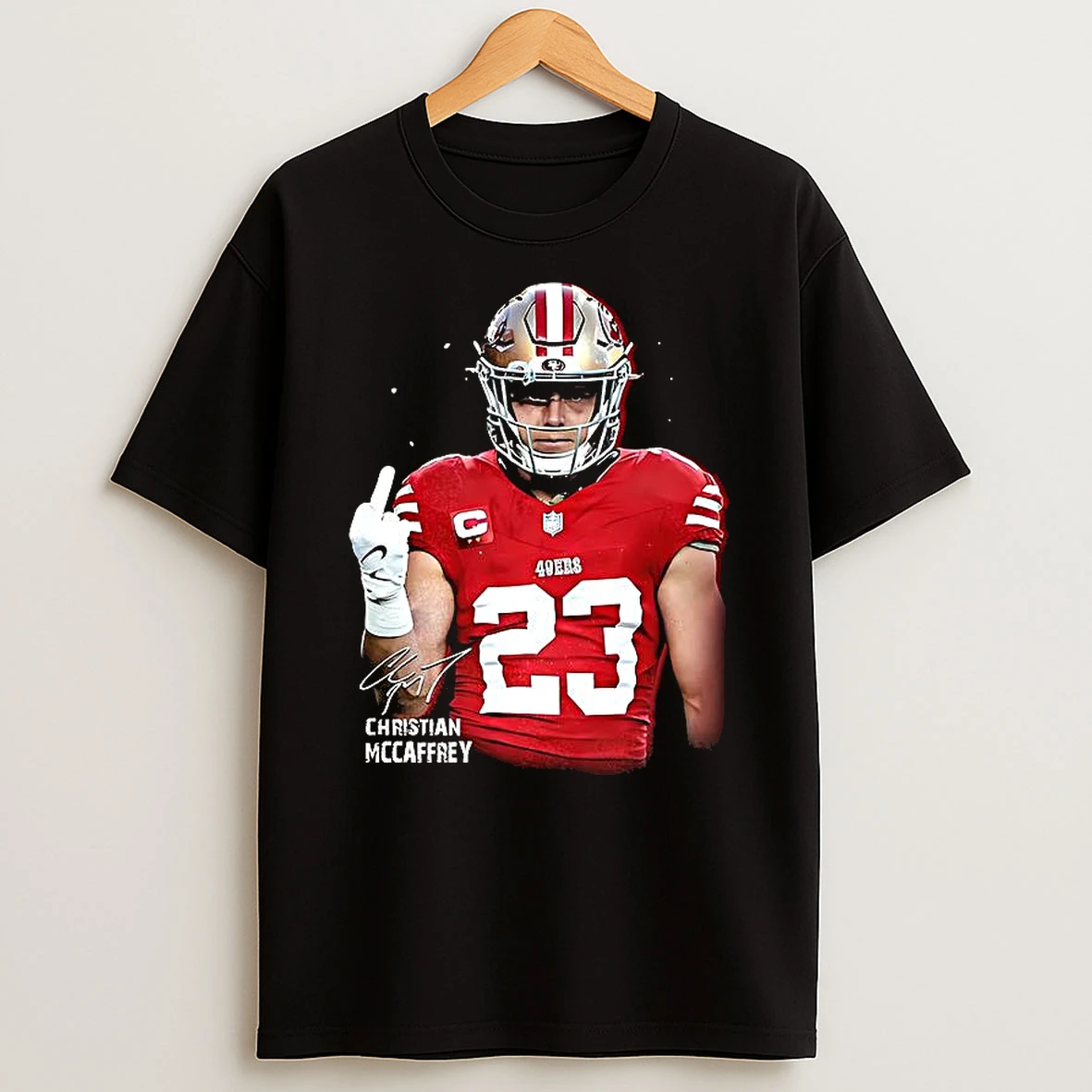 Christian Mccaffrey San Francisco 49ers Nfl Middle Finger Signature Meme T Shirt