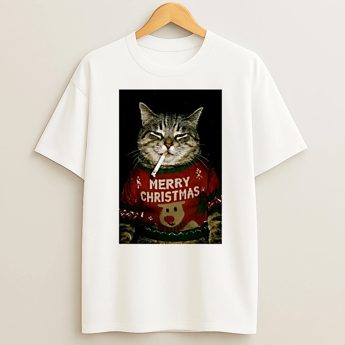 Christmas Cat Smoking Graphic T Shirt