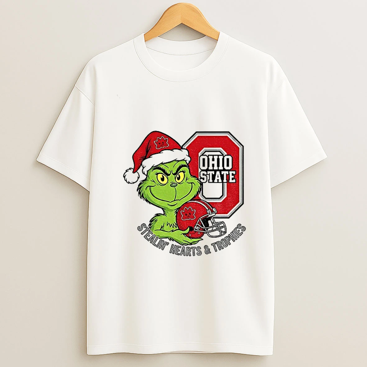 Christmas Grinch Inspired Ohio State Stealin Hearts Trophies T Shirt
