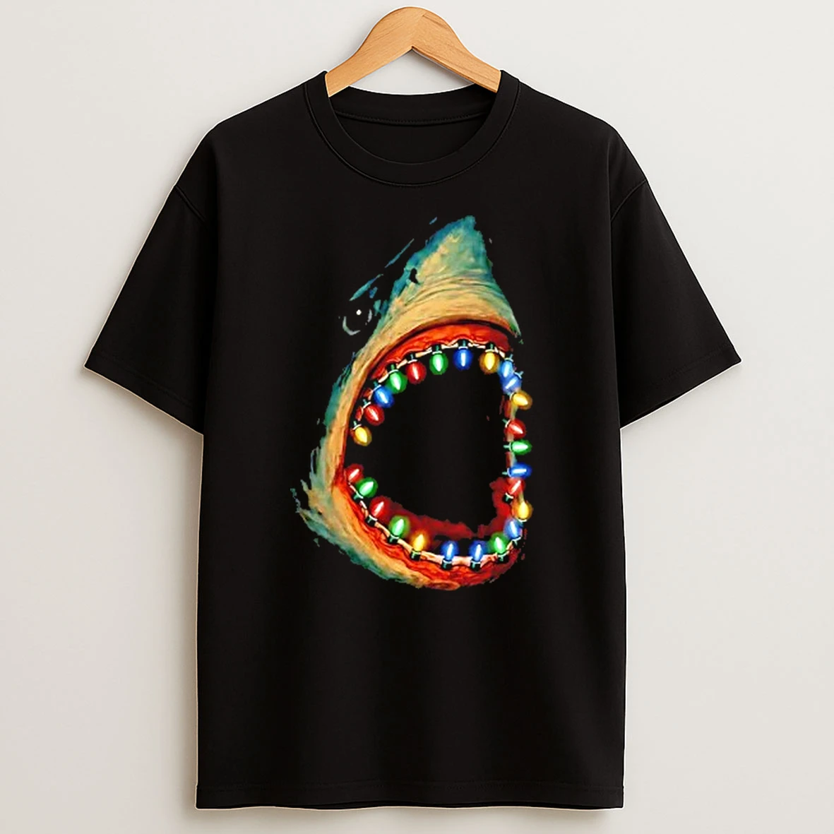 Christmas Lights Shark Teeth T Shirt