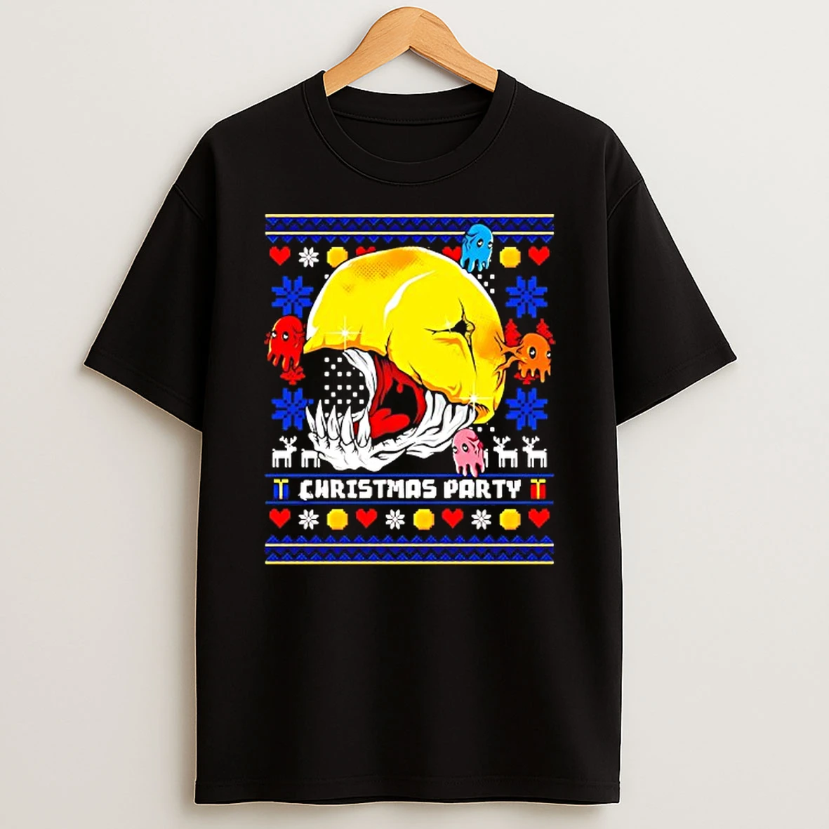 Christmas Party Pacman Ugly Style T Shirt