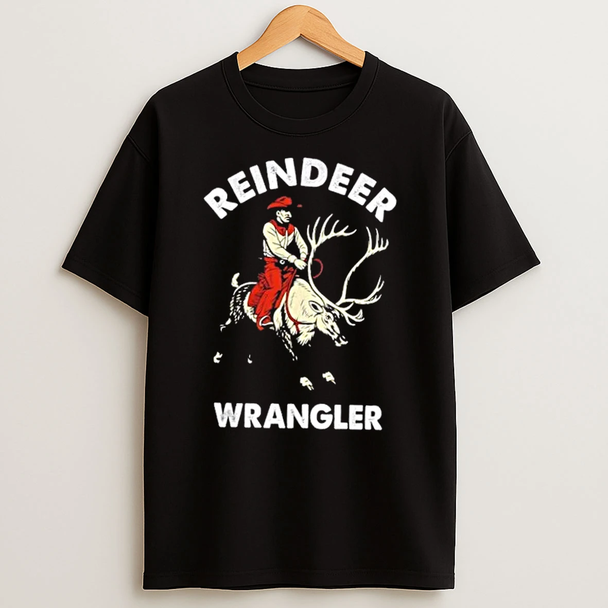 Christmas Riding A Reindeer Cowboy Cowgirl T Shirt