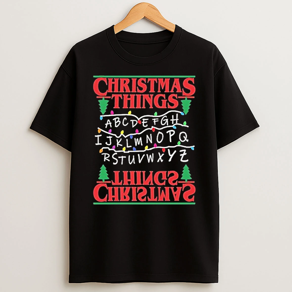 Christmas Tree Alphabet Lights T Shirt
