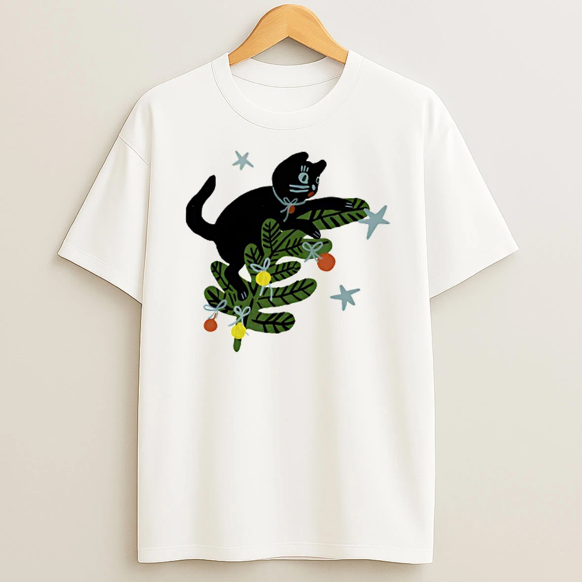 Christmas Tree Cat Yarrow Goods T Shirt