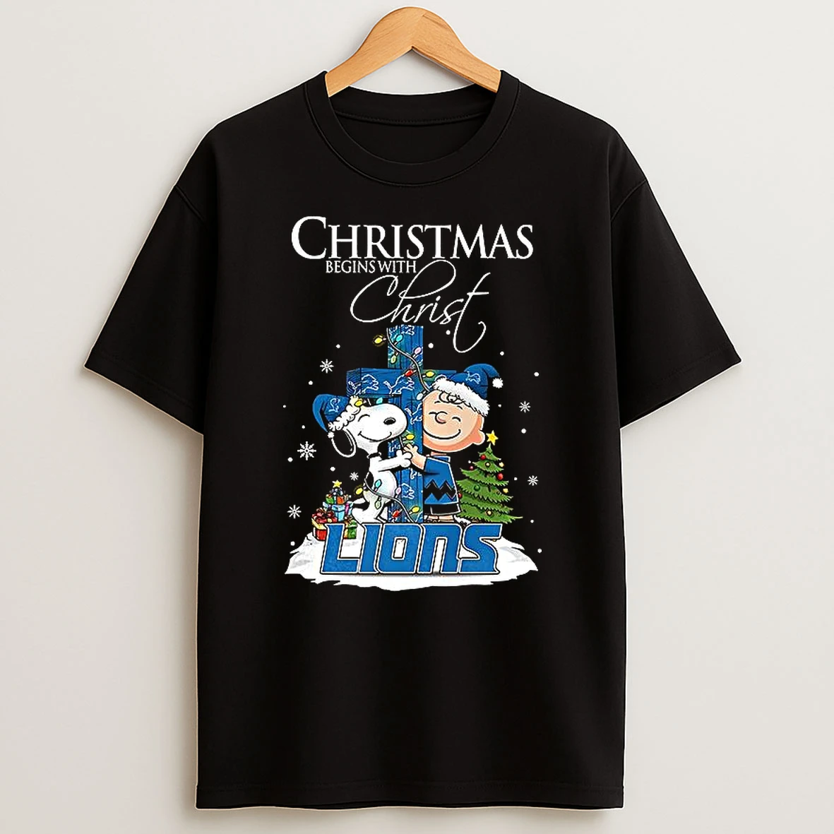 Christmas Begins With Christ Detroit Lions T Shirt