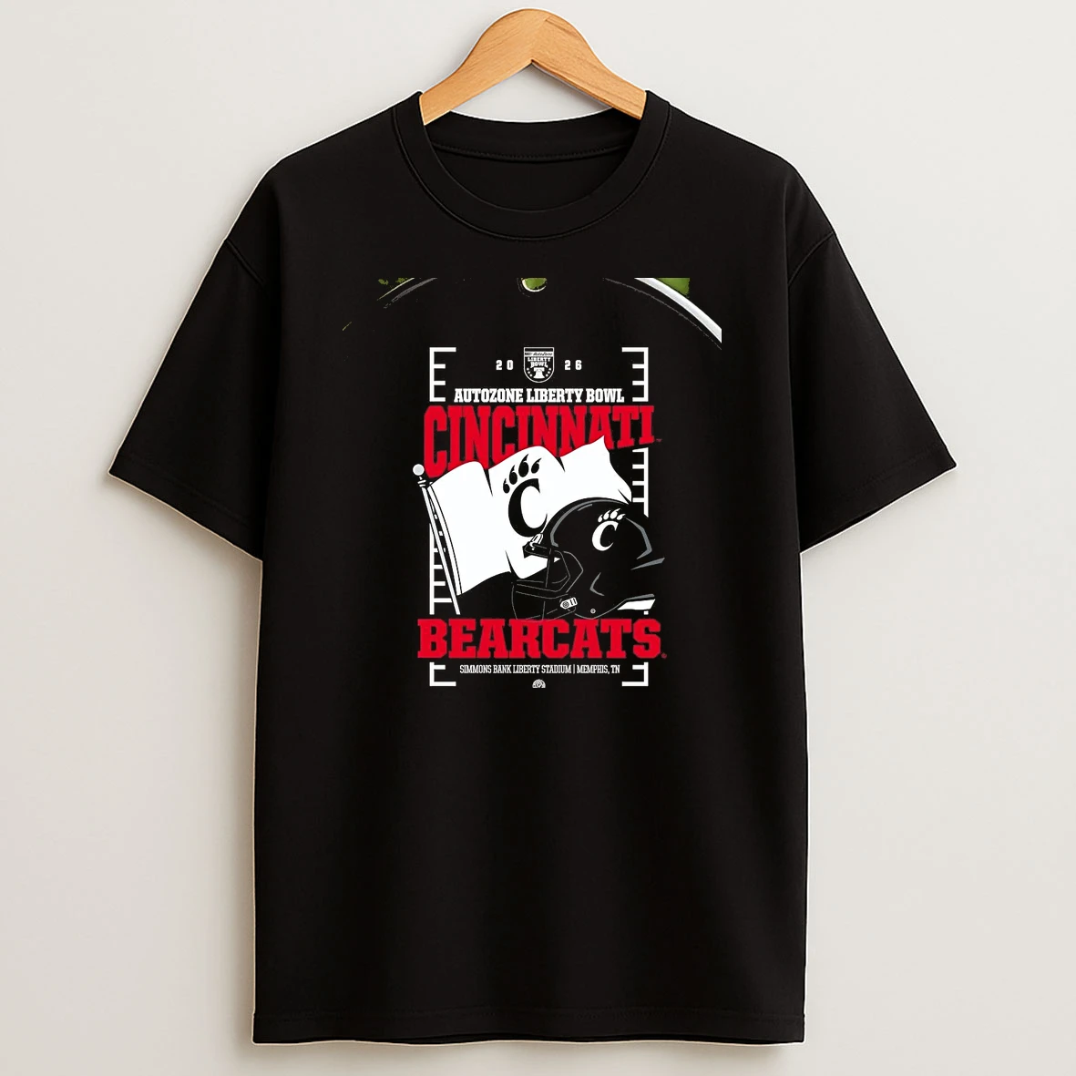Cincinnati Bearcats 2026 Autozone Liberty Bowl Helmet Flag Chriast T Shirt