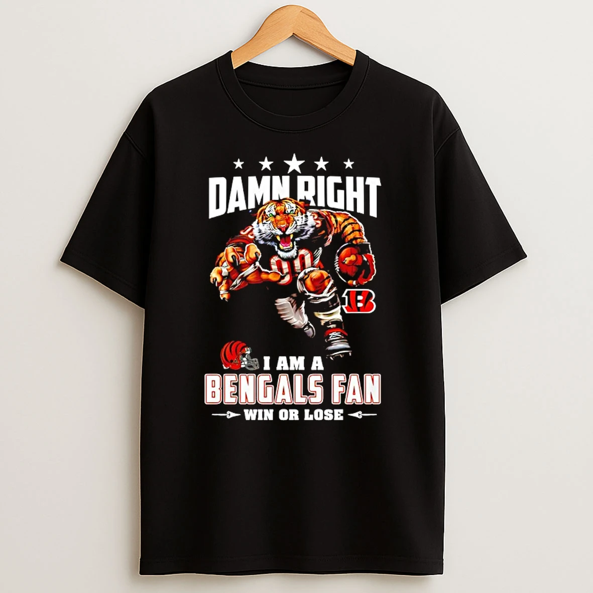Cincinnati Bengals Mascot Damn Right I Am A Cowboys Fan Win Or Lose T Shirt