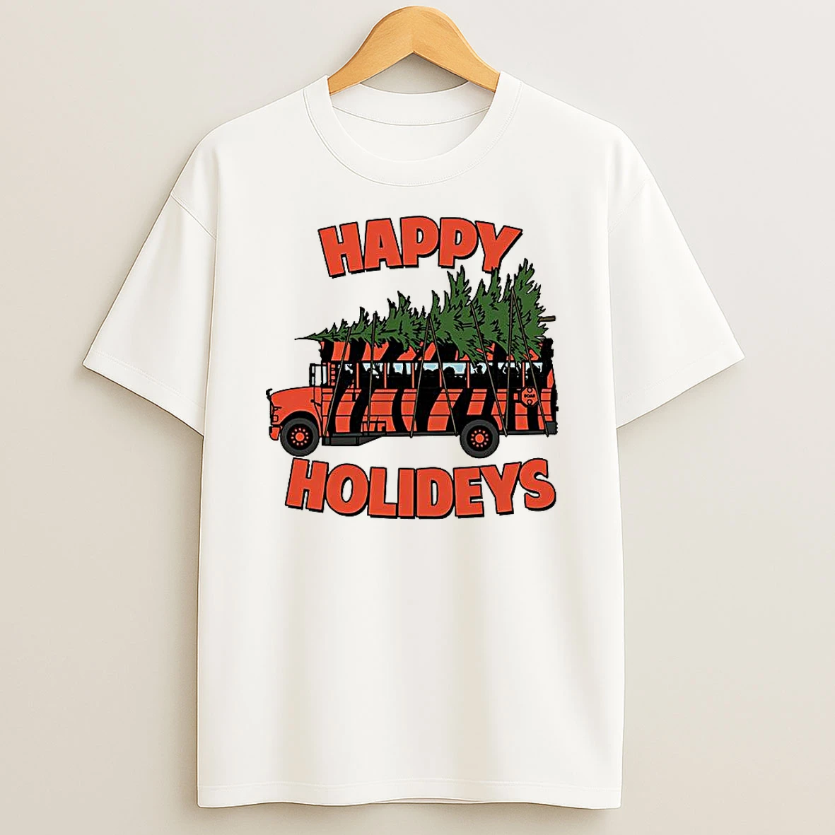 Cincinnati Bengals Football School Bus Happy Holideys Christmas T Shirt