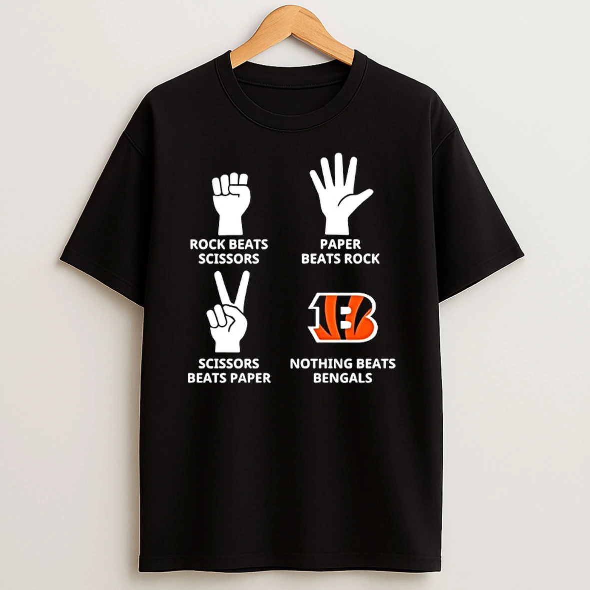 Cincinnati Bengals Nothing Beats Rock Beats Scissors Paper Beats Rock Scissors Beats Paper T Shirt