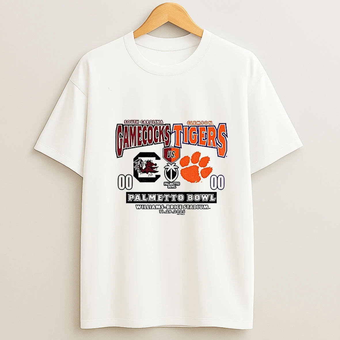 Clemson Tiger Paw Vs South Carolina Gamecocks Football Palmetto Bowl Champions 2025 Williams Brice Stadium T Shirt