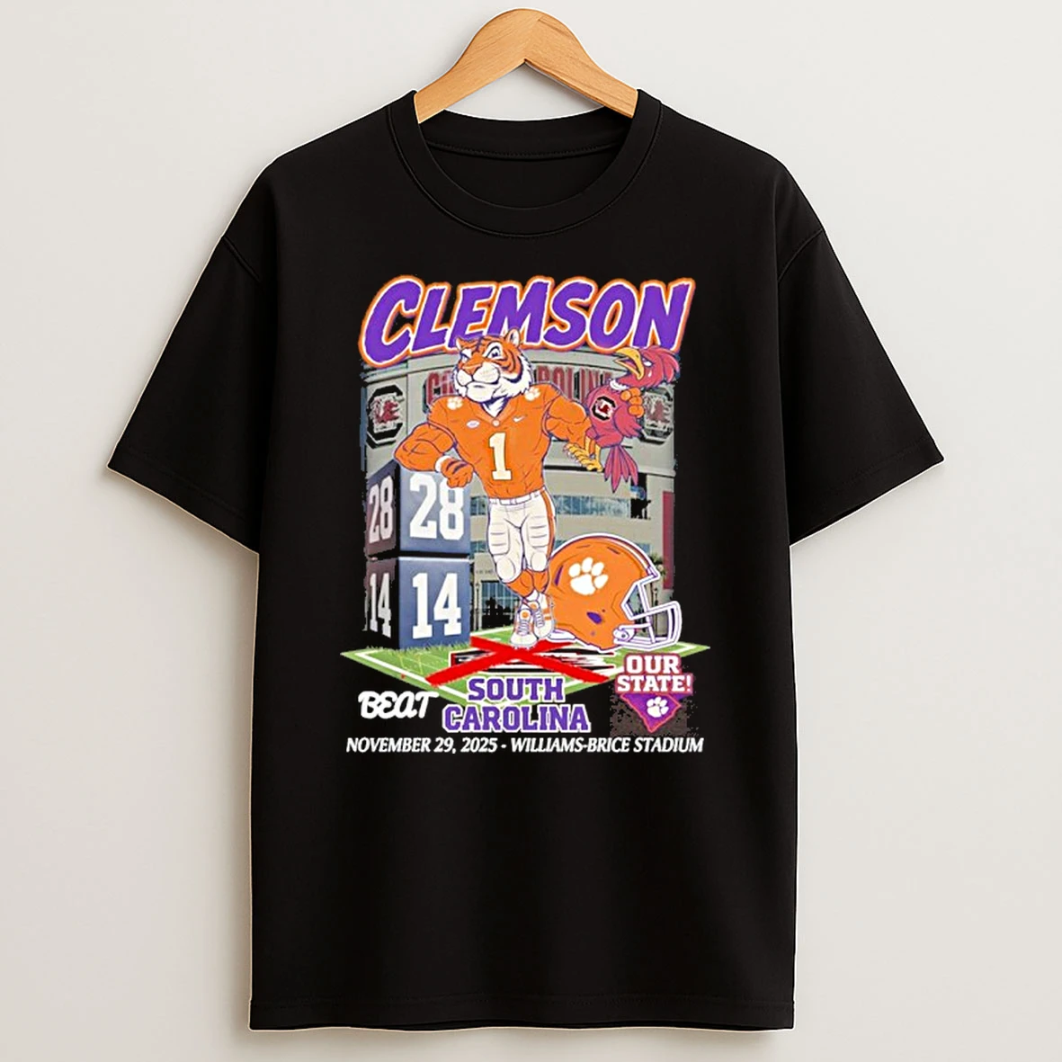 Clemson Tigers Beat South Carolina Our State November 29 2025 T Shirt