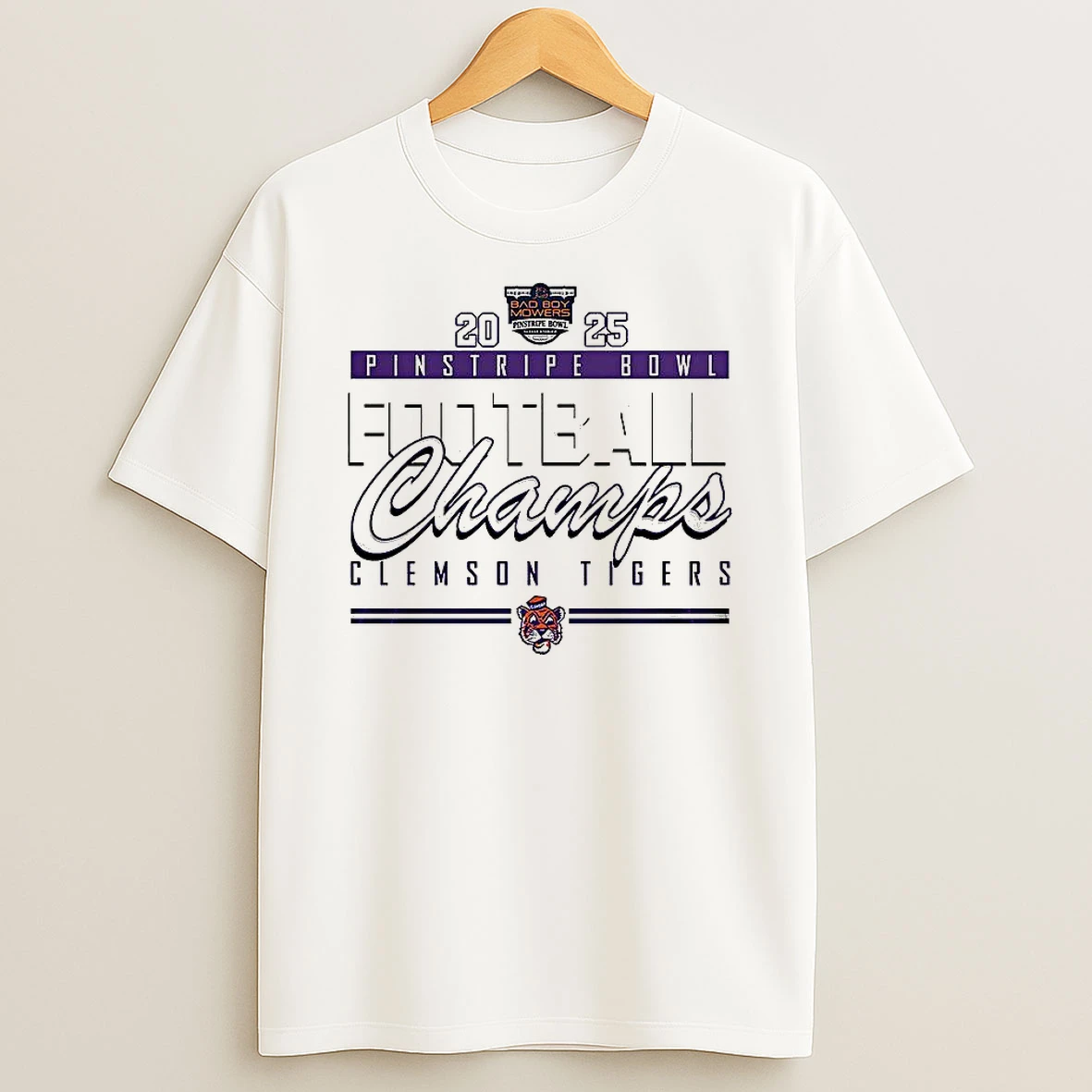 Clemson Tigers Pinstripe Bowl Champions 2025 T Shirt