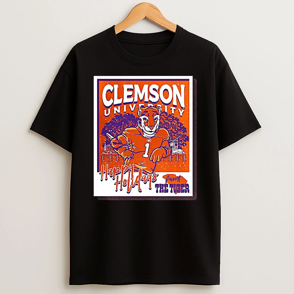 Clemson Tigers University Happy Holidays T Shirt