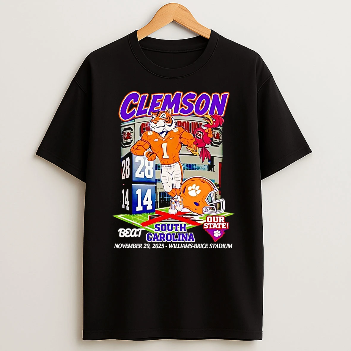 Clemson Tigers Beat South Carolina 2025 Our State Mascot T Shirt