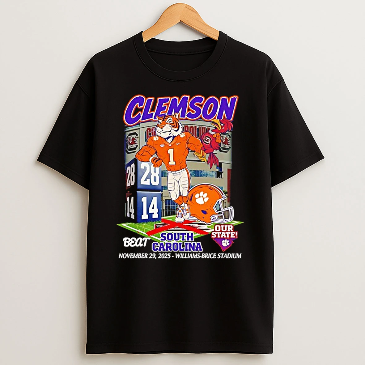 Clemson Tigers Beat South Carolina Our State 2025 Mascot T Shirt