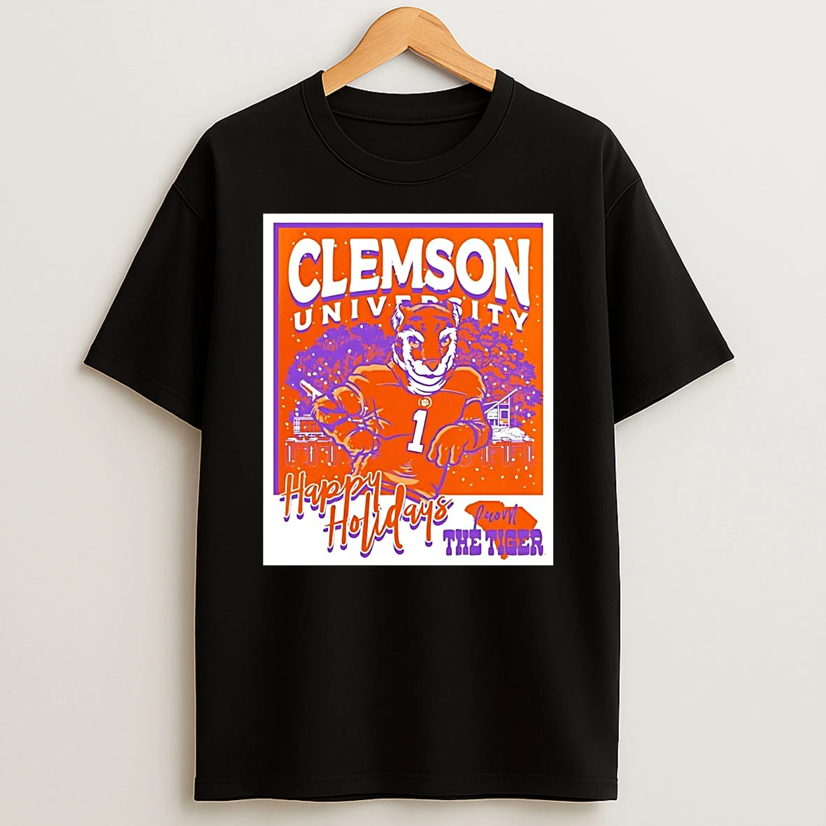 Clemson Tigers Mascot Happy Holidays Christmas T Shirt