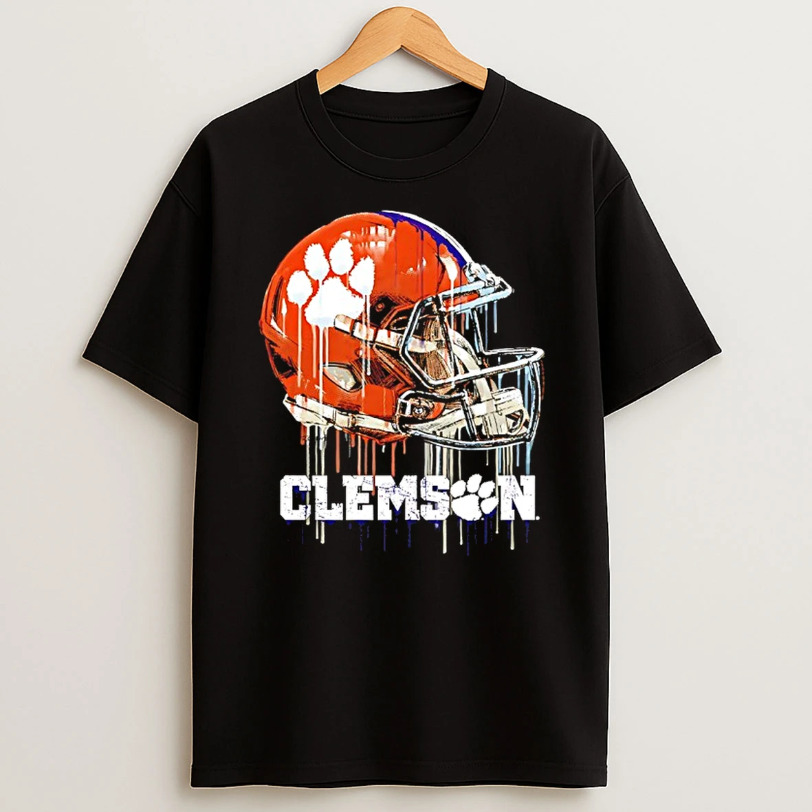 Clemson Tigers Vive La Fete Dripping Football Helmet T Shirt