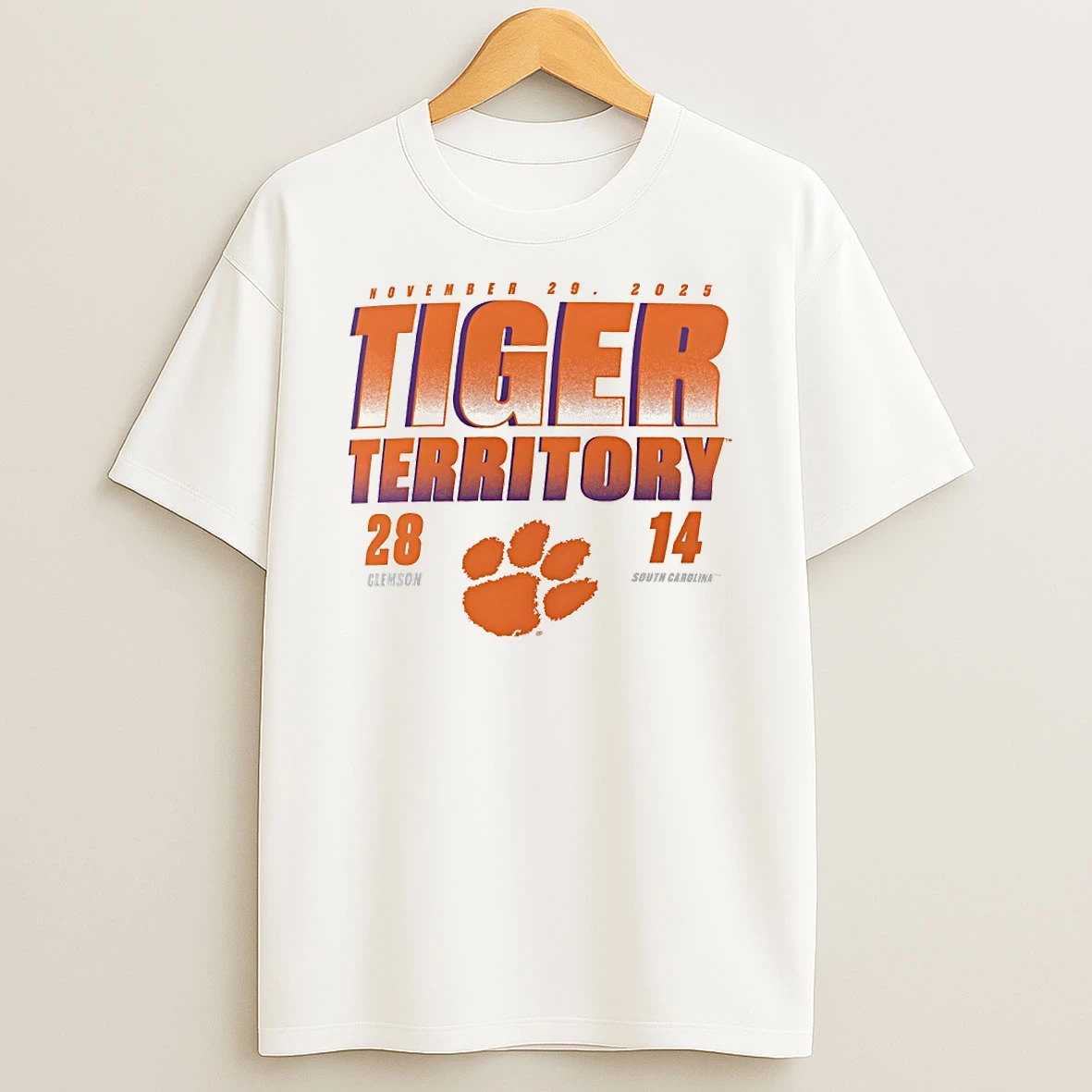 Clemson Tigers Vs South Carolina Gamecocks 2025 Tiger Territory Score Circle T Shirt