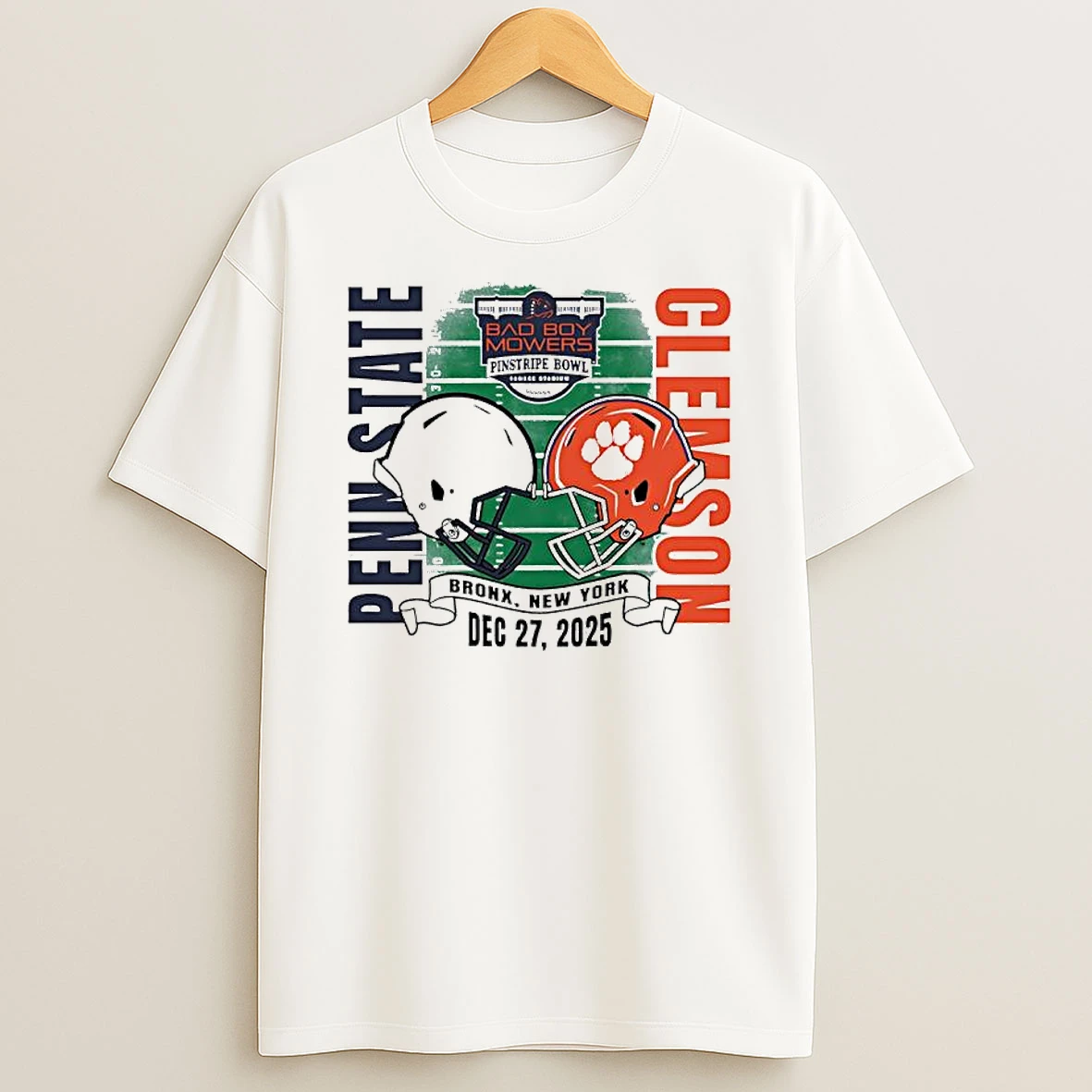 Clemson Vs Penn State Dueling Helmet 2025 Pinstripe Bowl T Shirt