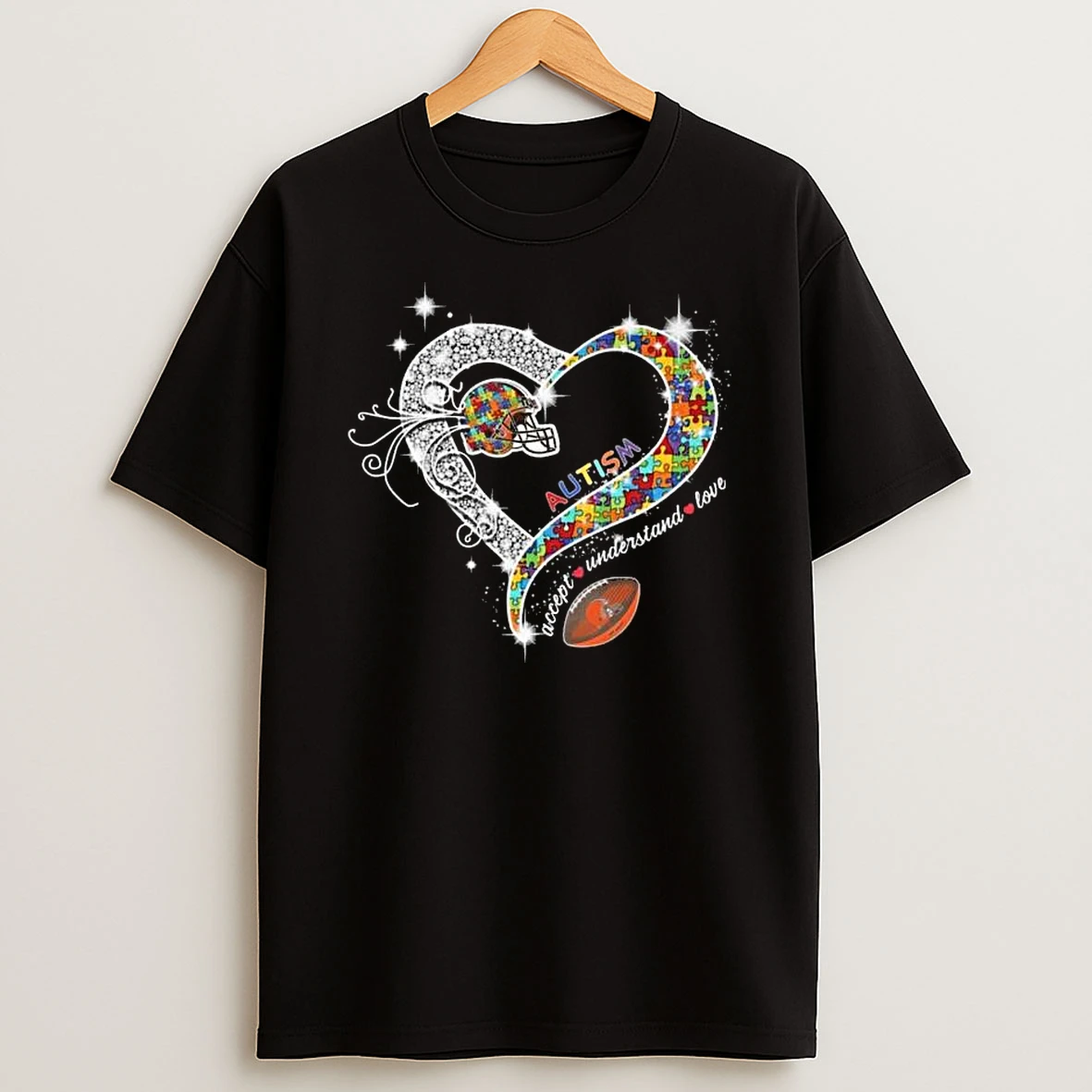 Cleveland Browns Accept Understand Love Autism Diamond Heart 2026 T Shirt