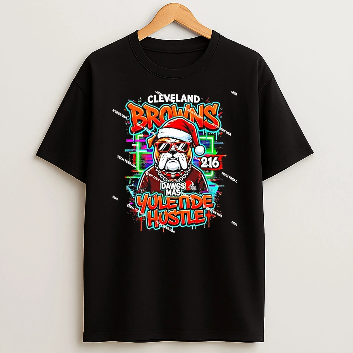 Cleveland Browns Football Dawgsmas Yuletide Hustle Christmas Holiday T Shirt