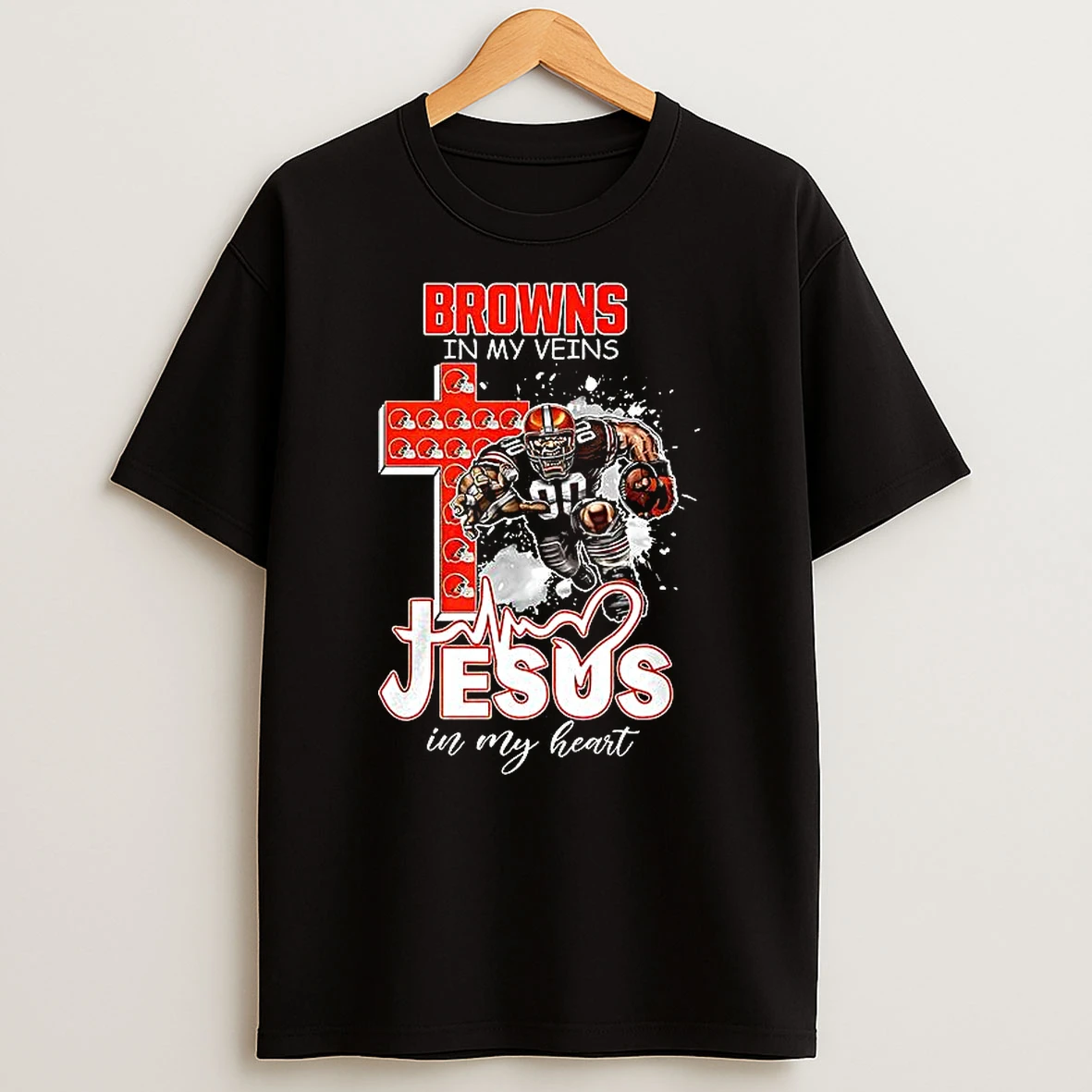 Cleveland Browns In My Veins Jesus In My Heart Mascot T Shirt