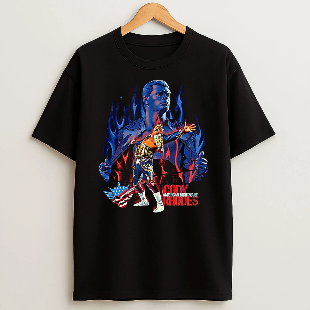 Cody Rhodes Flames Wwe American Nightmare Logo Cartoon T Shirt