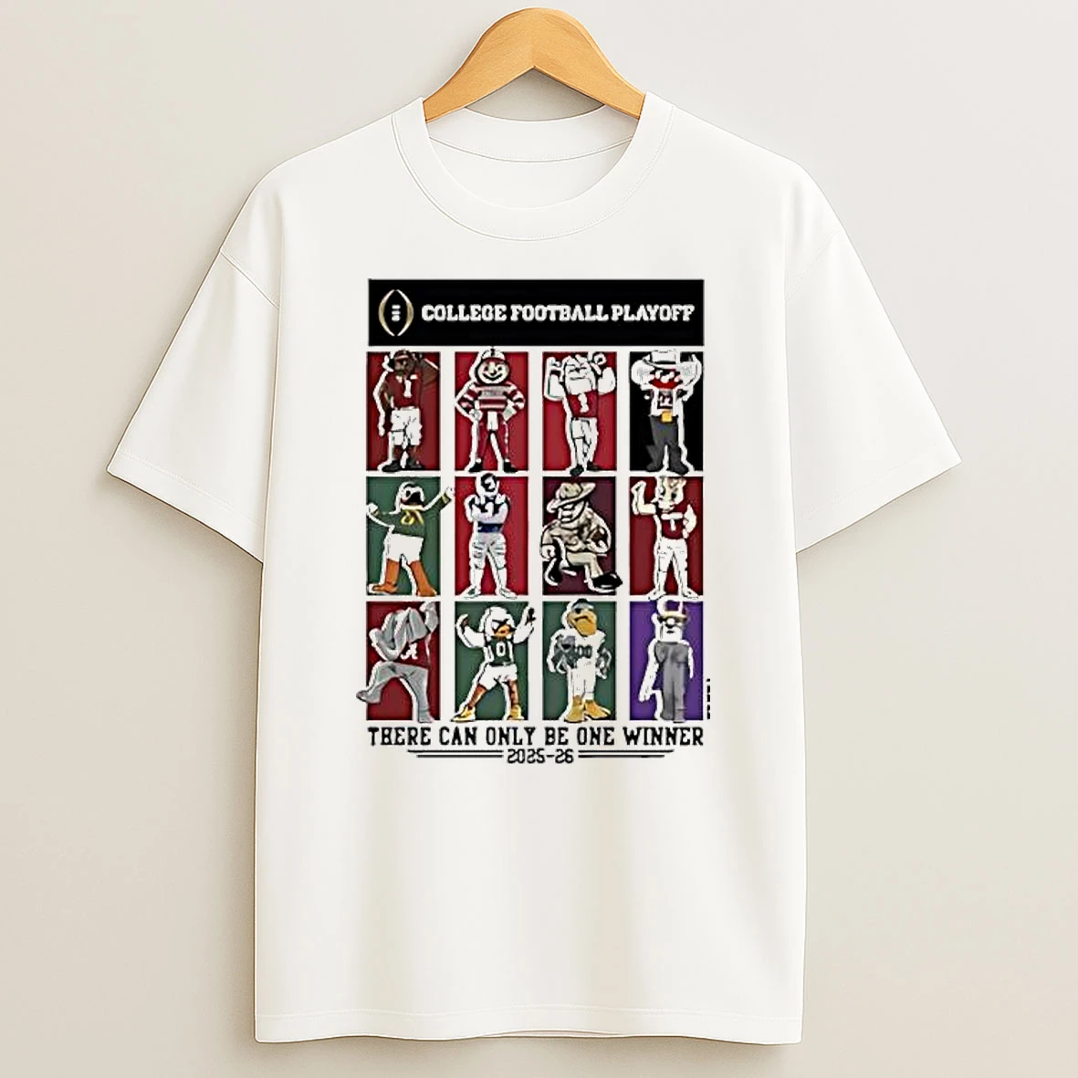 College Football Playoff 12 Team Mascots There Can Only Be One Winner 2025 T Shirt