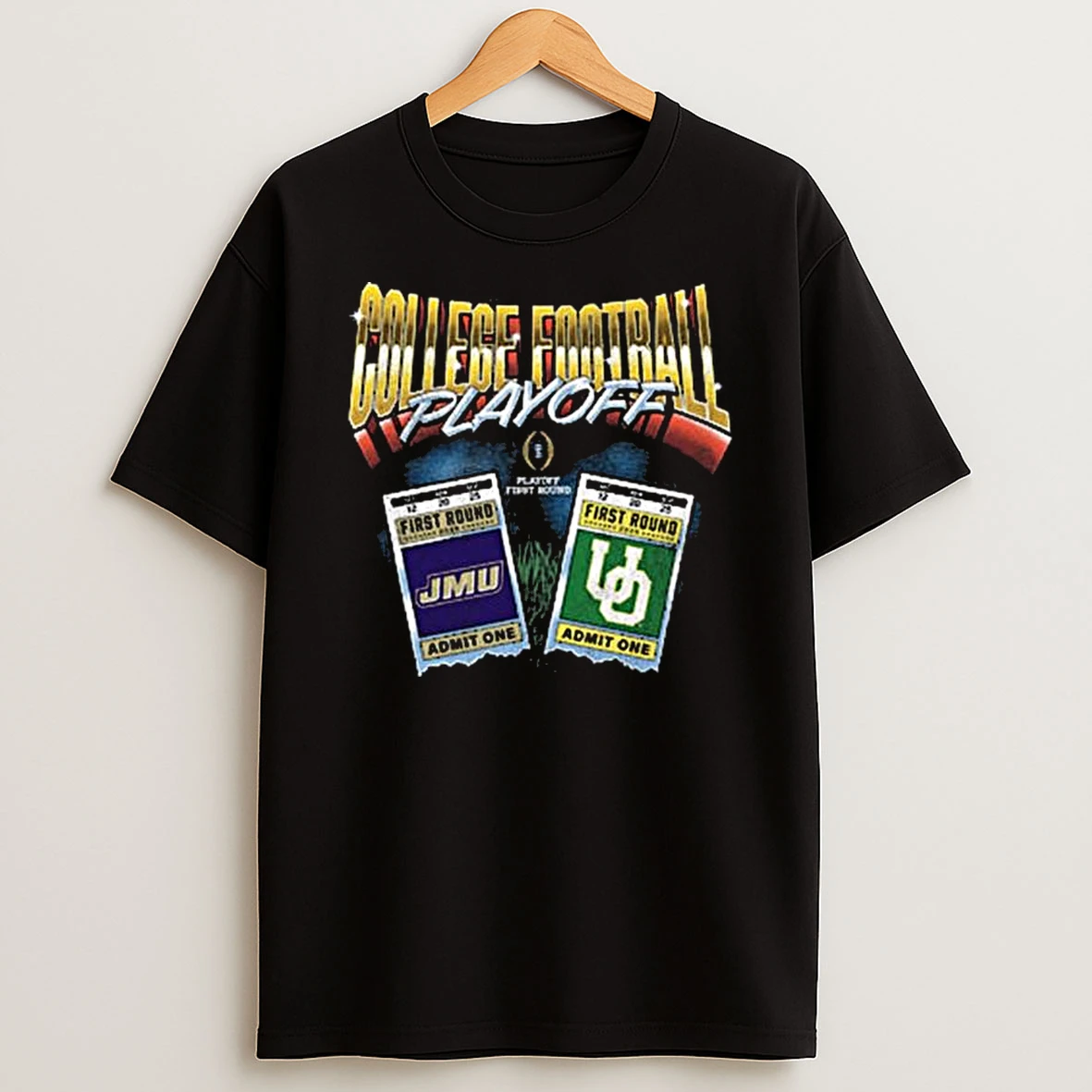 College Football Playoff 2025 First Round Oregon Ducks Vs James Madison Dukes Matchup Ticket T Shirt
