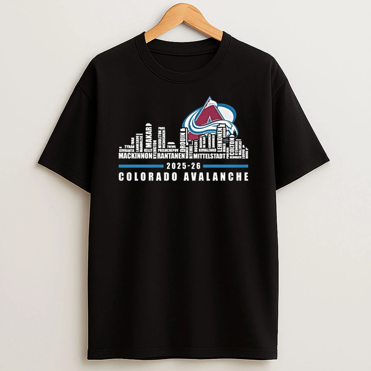 Colorado Avalanche 2025 26 Skyline Names Logo T Shirt