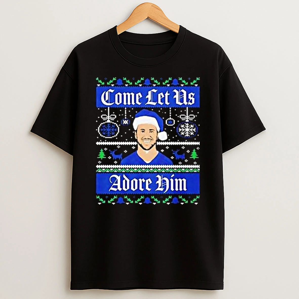 Come Let Us Adore Him Josh Allen Buffalo Bills Ugly Christmas T Shirt