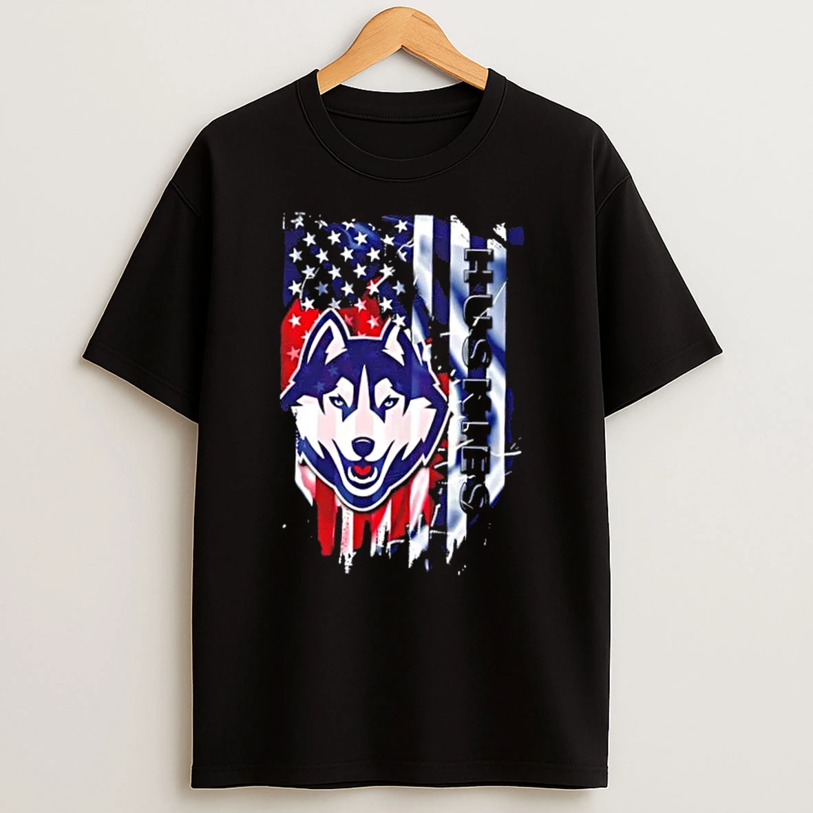Connecticut Huskies Football X American Flag T Shirt