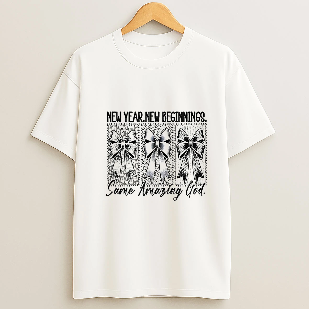 Coquette Bows New Year New Beginnings Same Amazing God 2026 T Shirt
