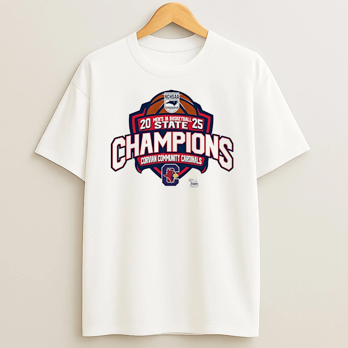 Corvian Community Cardinals 2025 Mens 1a Basketball State Champions T Shirt