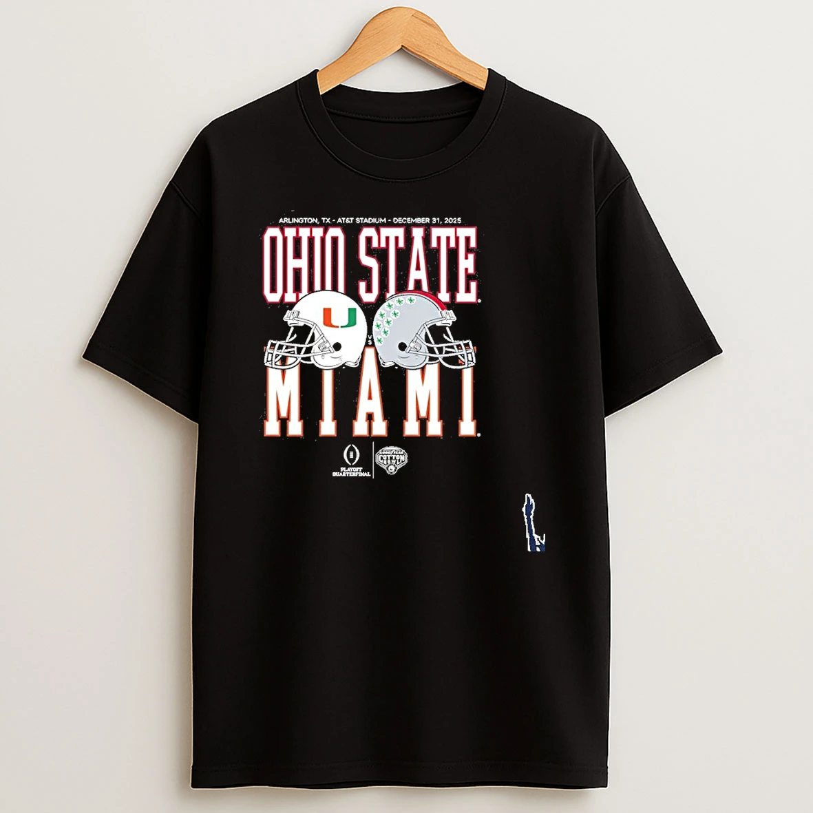 Cotton Bowl Classic 2025 Miami Vs Ohio State Helmet Matchup T Shirt